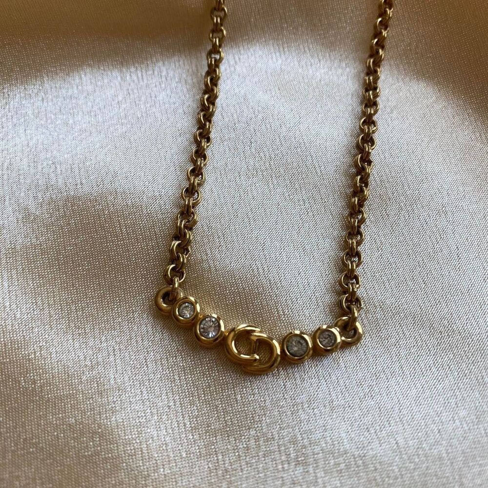 Authentic Christian Dior Bejeweled CD Necklace - Picture 2 of 7